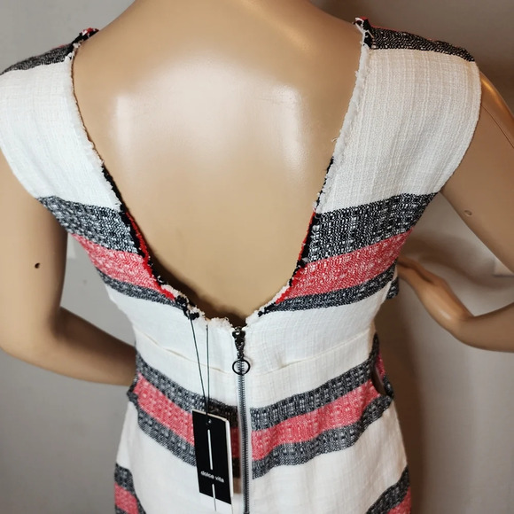 NWT Dolce Vita Cutout Sleeveless Fringe Red white black stripe mini dress xs - Picture 9 of 15